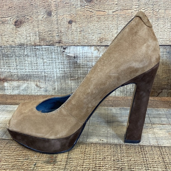 ROSEGOLD Platform Pumps Womens Size 36.5 US 6 Brown Tan High Heel Suede Cocktail - Picture 6 of 11